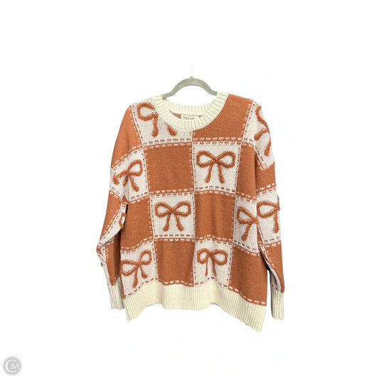 Sweater By Peach Love Cream California In Orange & White, Size: L
