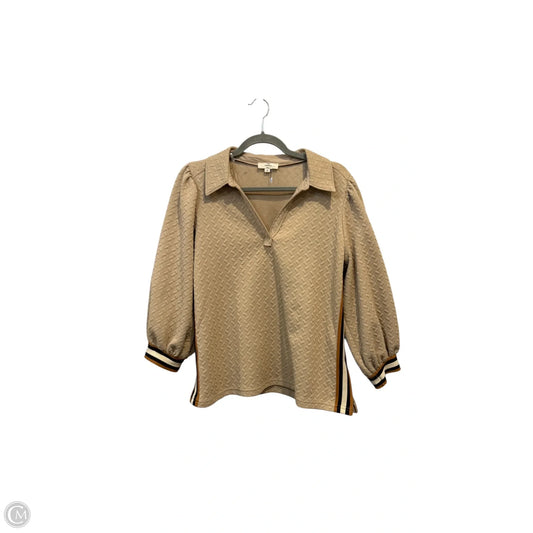 Blouse Short Sleeve By Entro In Brown, Size: M