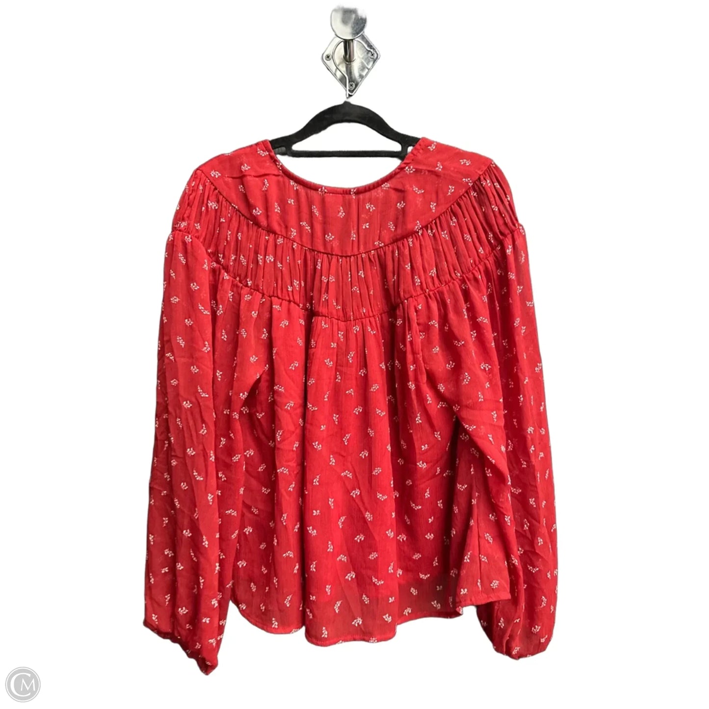 Blouse Long Sleeve By Old Navy In Red & White, Size: M