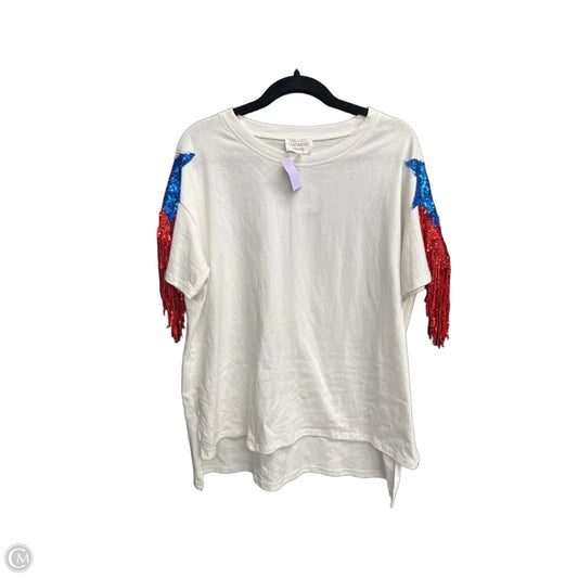 Top Short Sleeve By Fantastic Fawn In Blue & Red & White, Size: M
