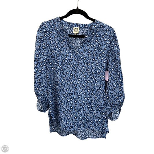 Top 3/4 Sleeve By Anne Klein In Blue & White, Size: M