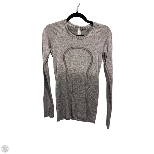 Athletic Top Long Sleeve Crewneck By Lululemon In Grey & White, Size: S