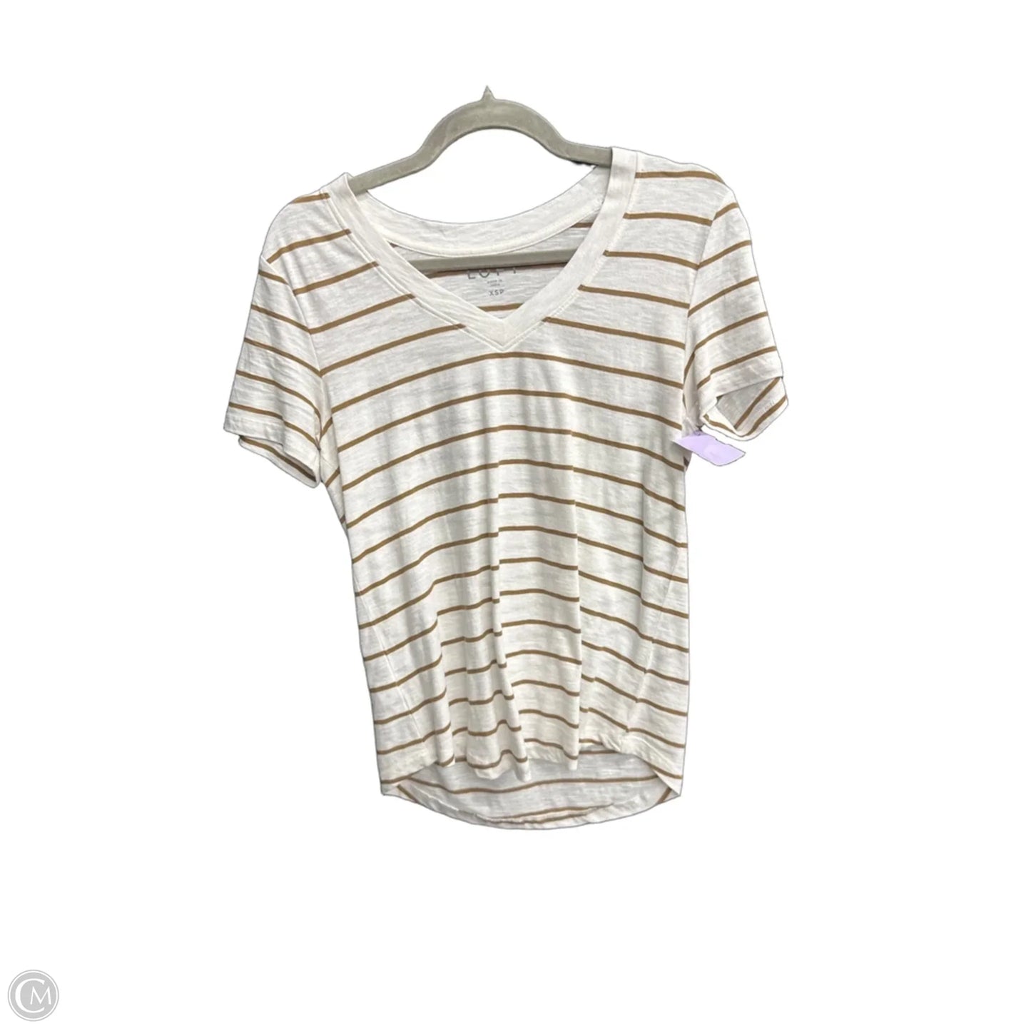 Top Short Sleeve By Loft In Striped Pattern, Size: Xsp