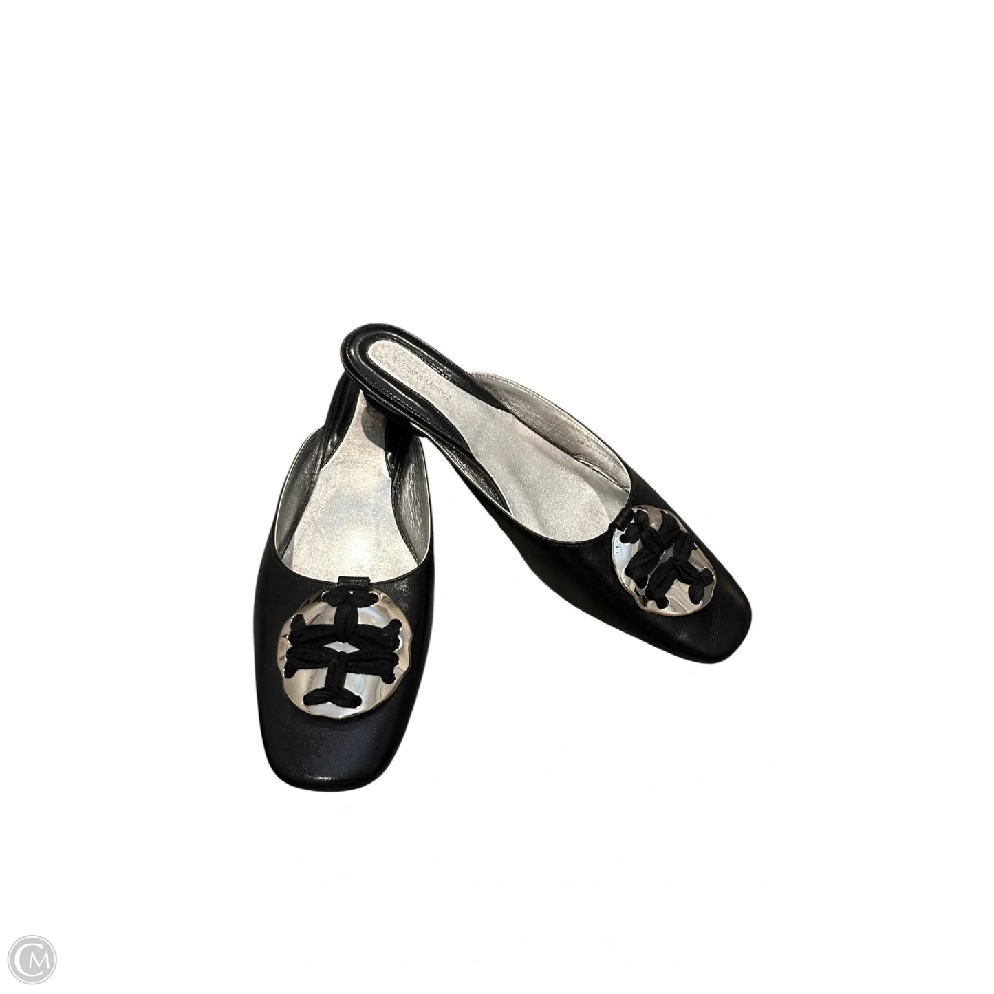 Shoes Designer By Tory Burch In Black & Silver, Size: 9.5