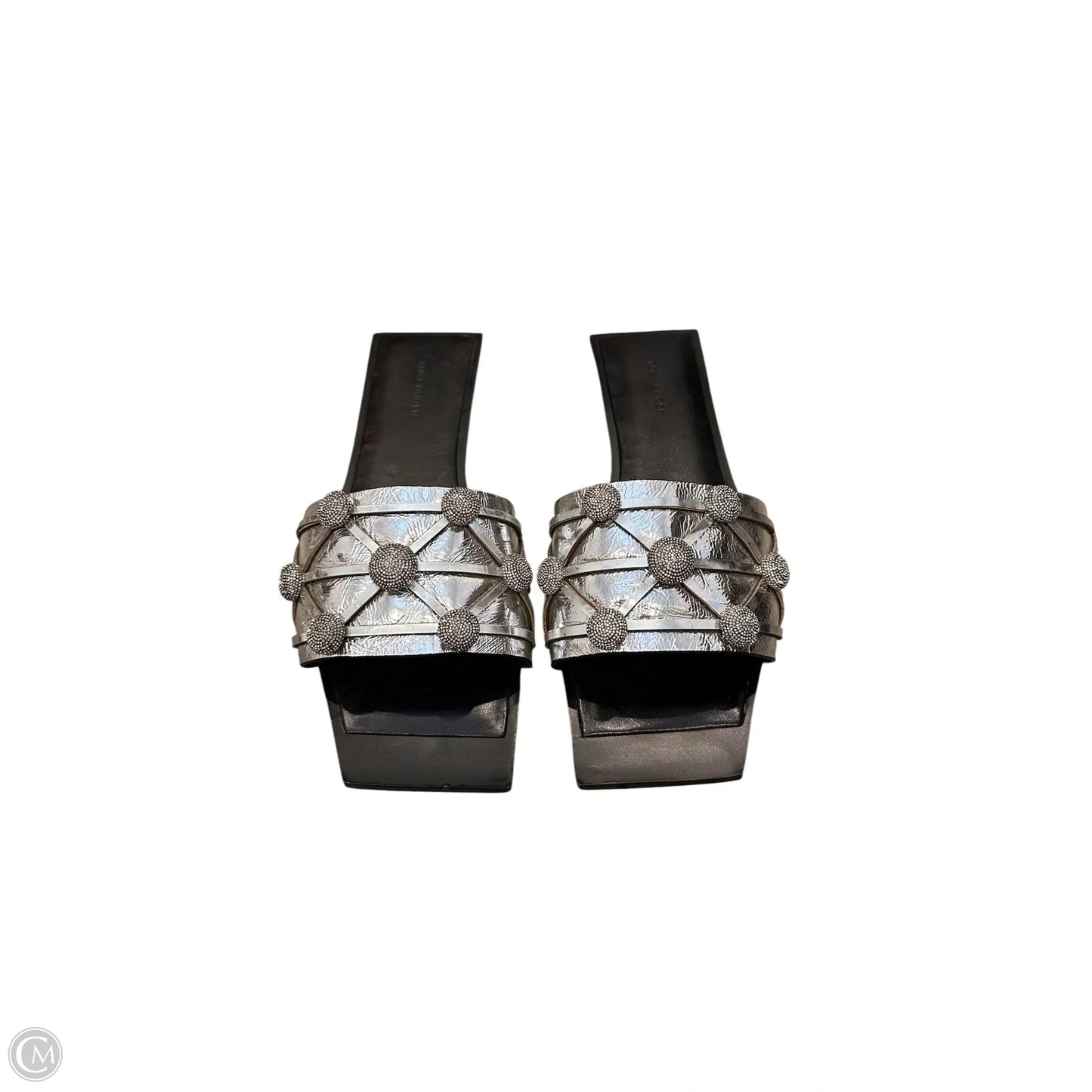 Sandals Designer By Tory Burch In Black & Silver, Size: 9.5