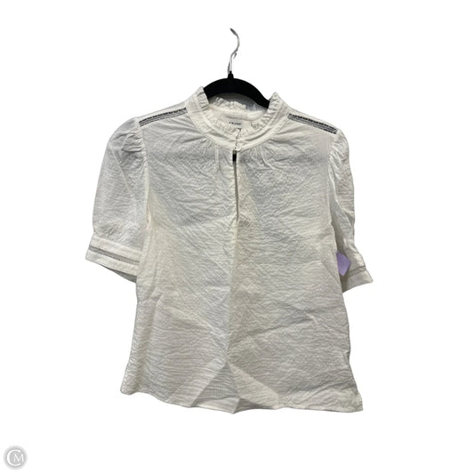 Blouse Short Sleeve By Frame In White, Size: L