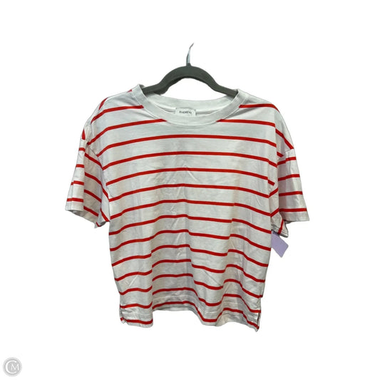 Top Short Sleeve By Evereve In Striped Pattern, Size: M