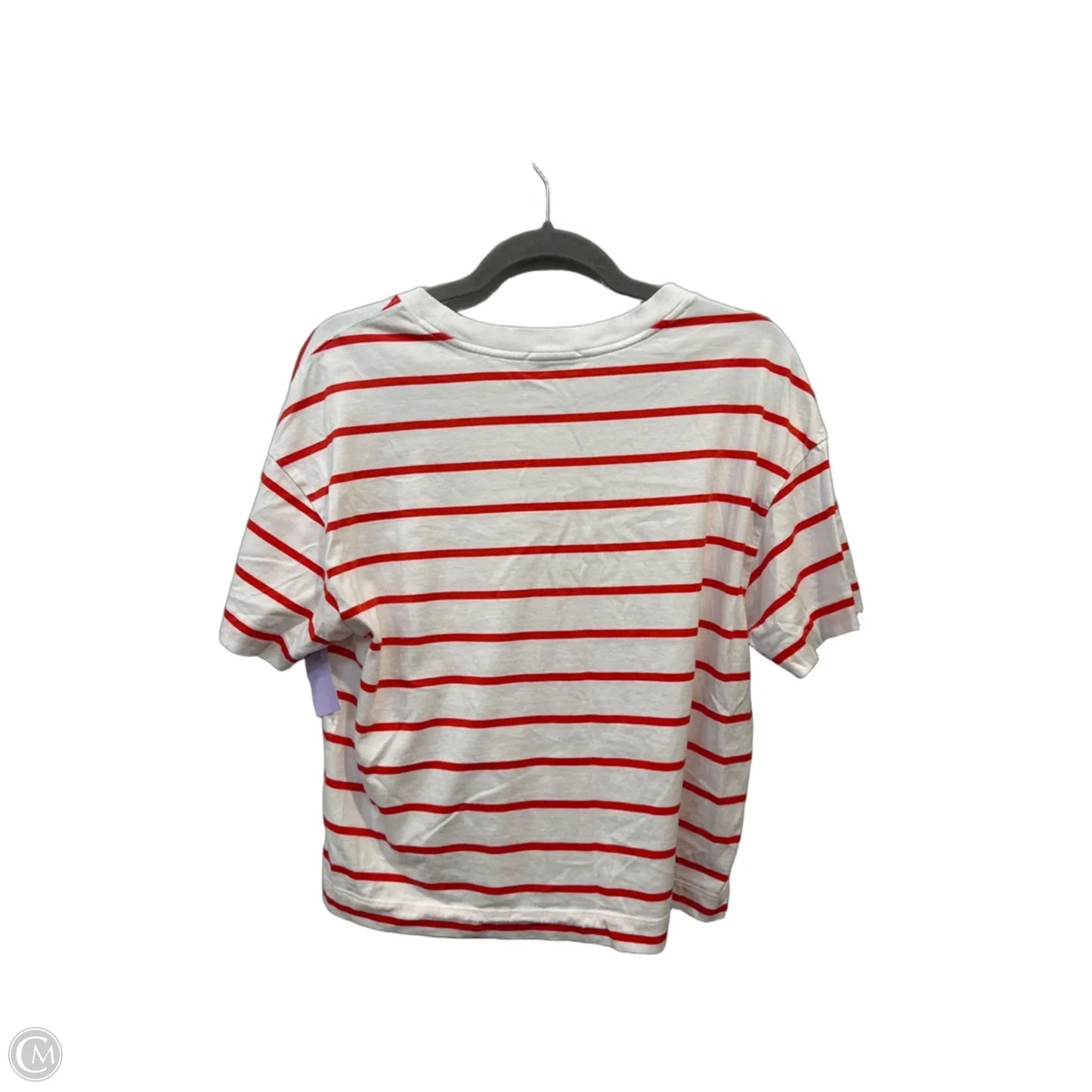 Top Short Sleeve By Evereve In Striped Pattern, Size: M