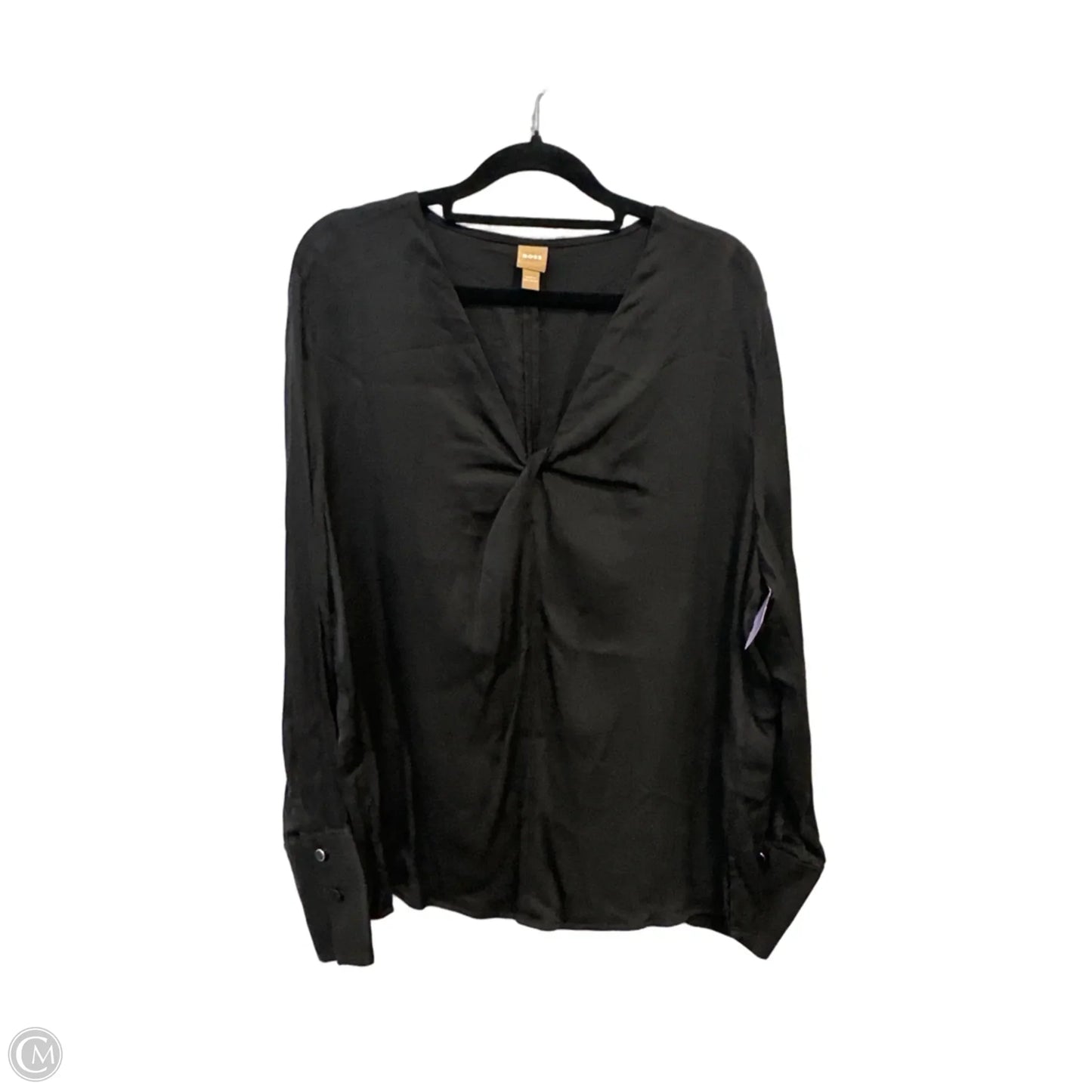 Blouse Long Sleeve By Clothes Mentor In Black, Size: L
