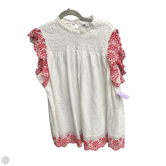 Blouse Sleeveless By Crown And Ivy In Red & White, Size: Xl