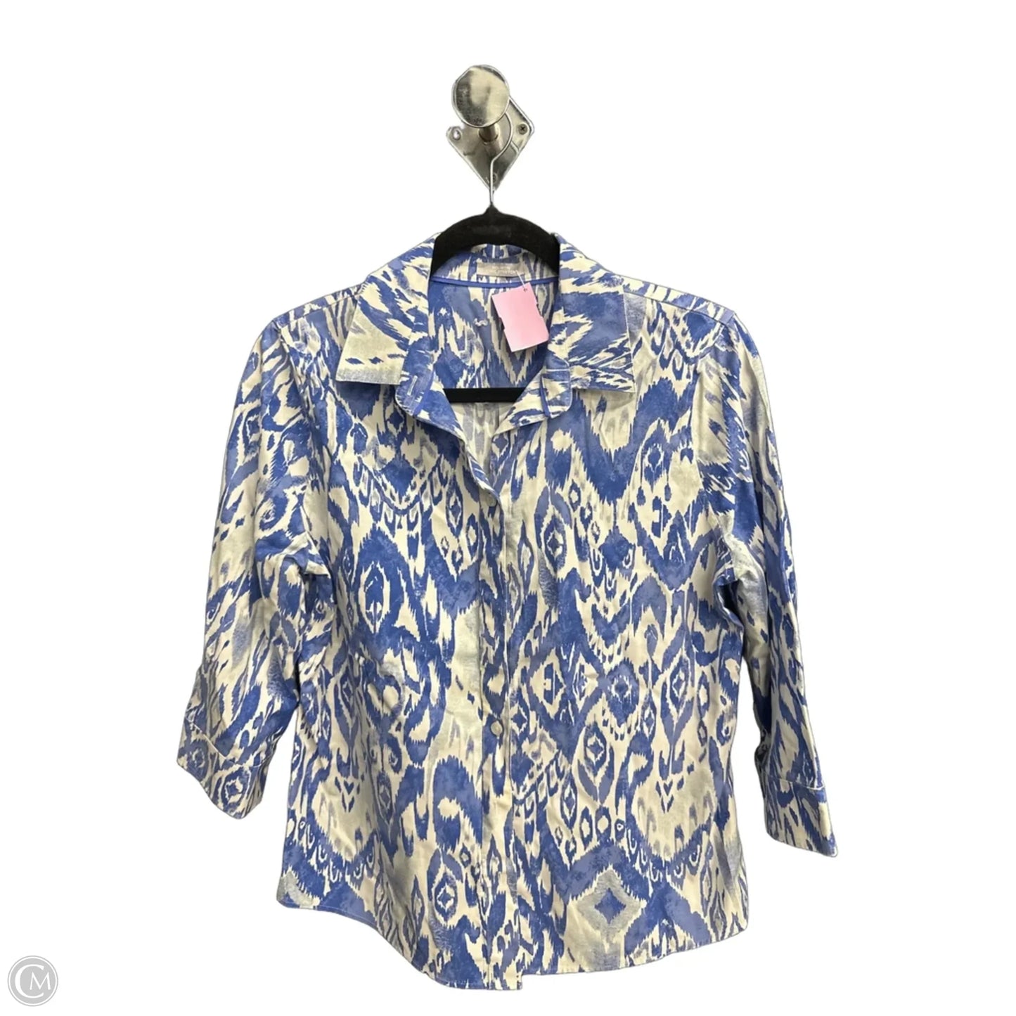 Top Long Sleeve By Clothes Mentor In Blue & White, Size: S