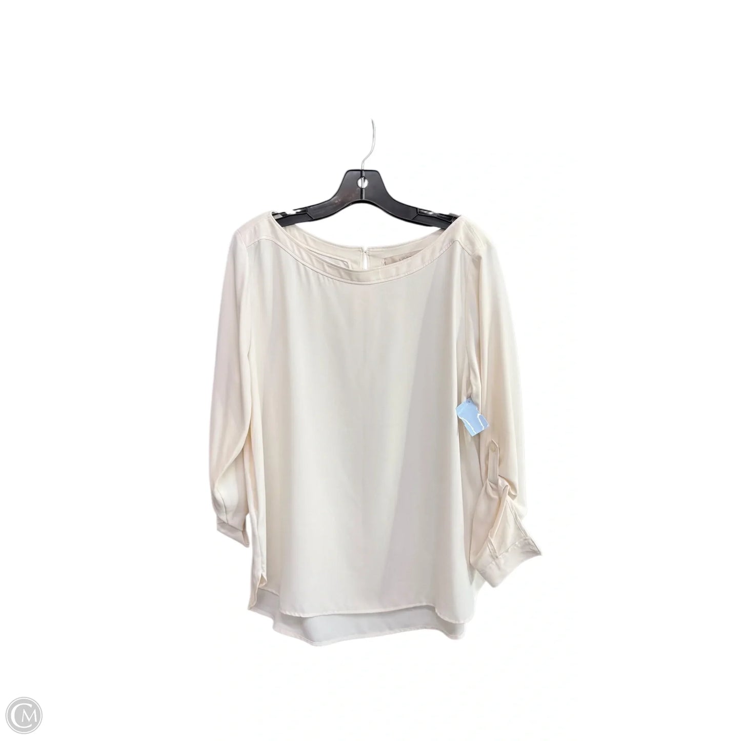 Top Long Sleeve Basic By Loft In Cream, Size: L