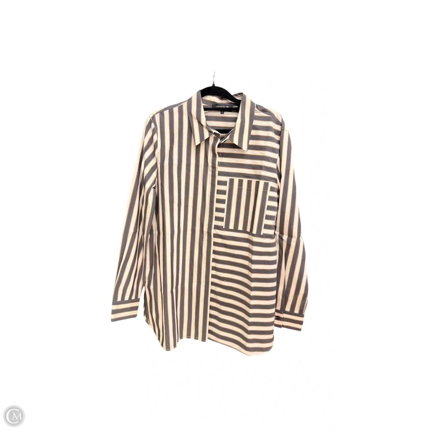 Top Long Sleeve Designer By Lafayette 148 In Striped Pattern, Size: L