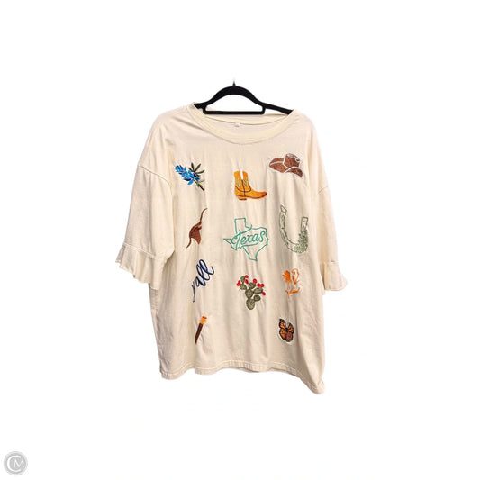 Top 3/4 Sleeve By Clothes Mentor In Cream, Size: 2x