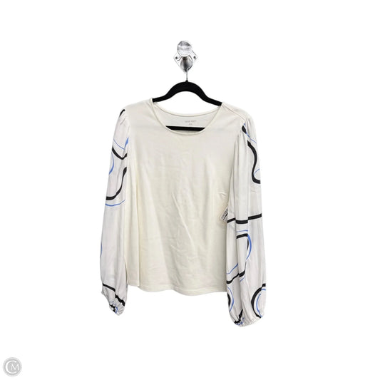 Top Long Sleeve By Nine West In Blue & White, Size: Xxl