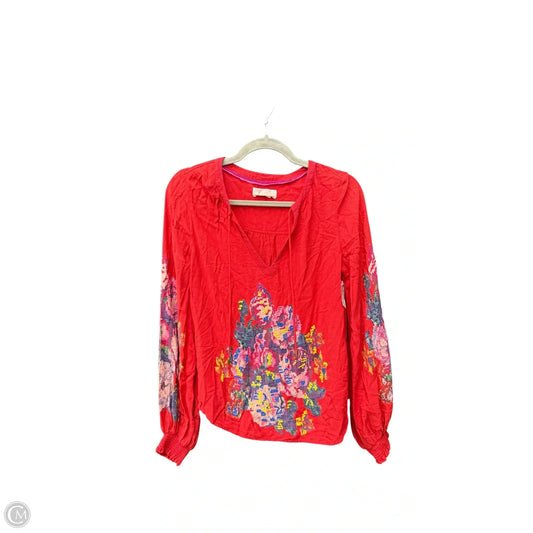 Top Long Sleeve By Anthropologie In Red, Size: Xs