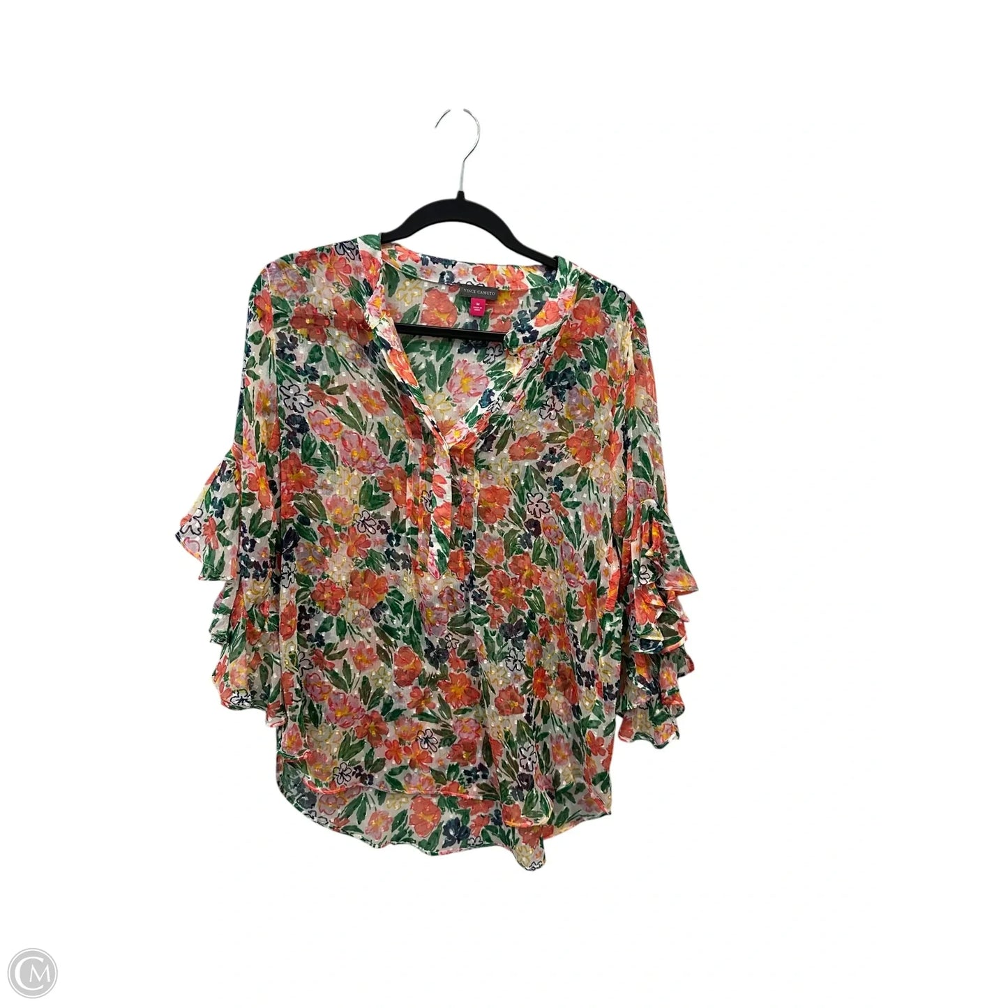Top 3/4 Sleeve By Vince Camuto In Floral Print, Size: M