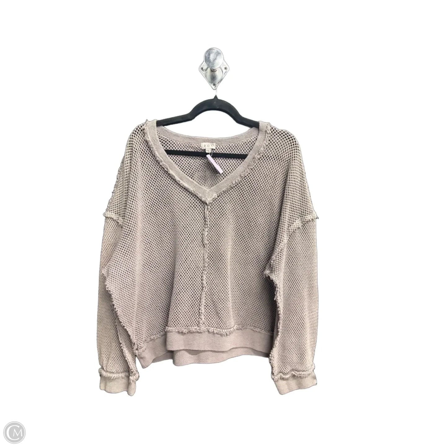 Top Long Sleeve By Pol In Grey, Size: L