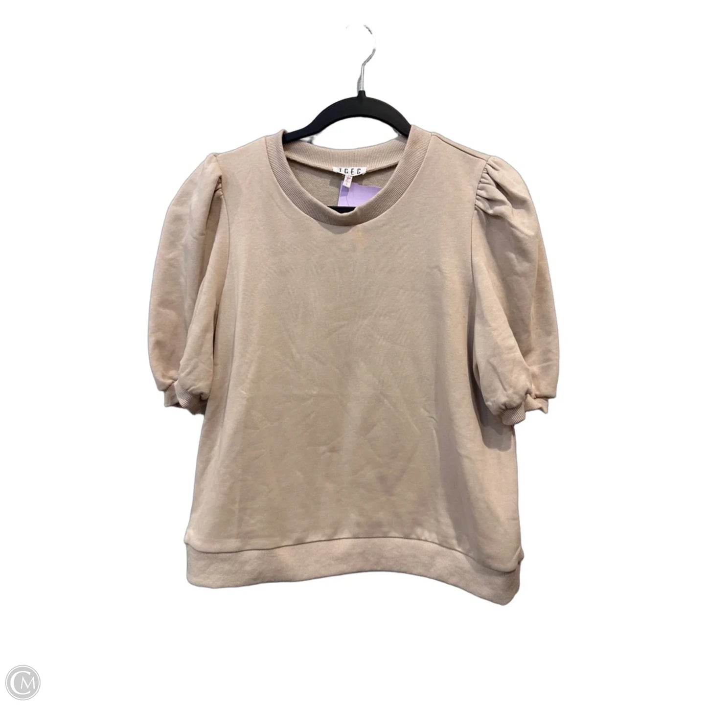 Top Short Sleeve By Tcec In Beige, Size: L