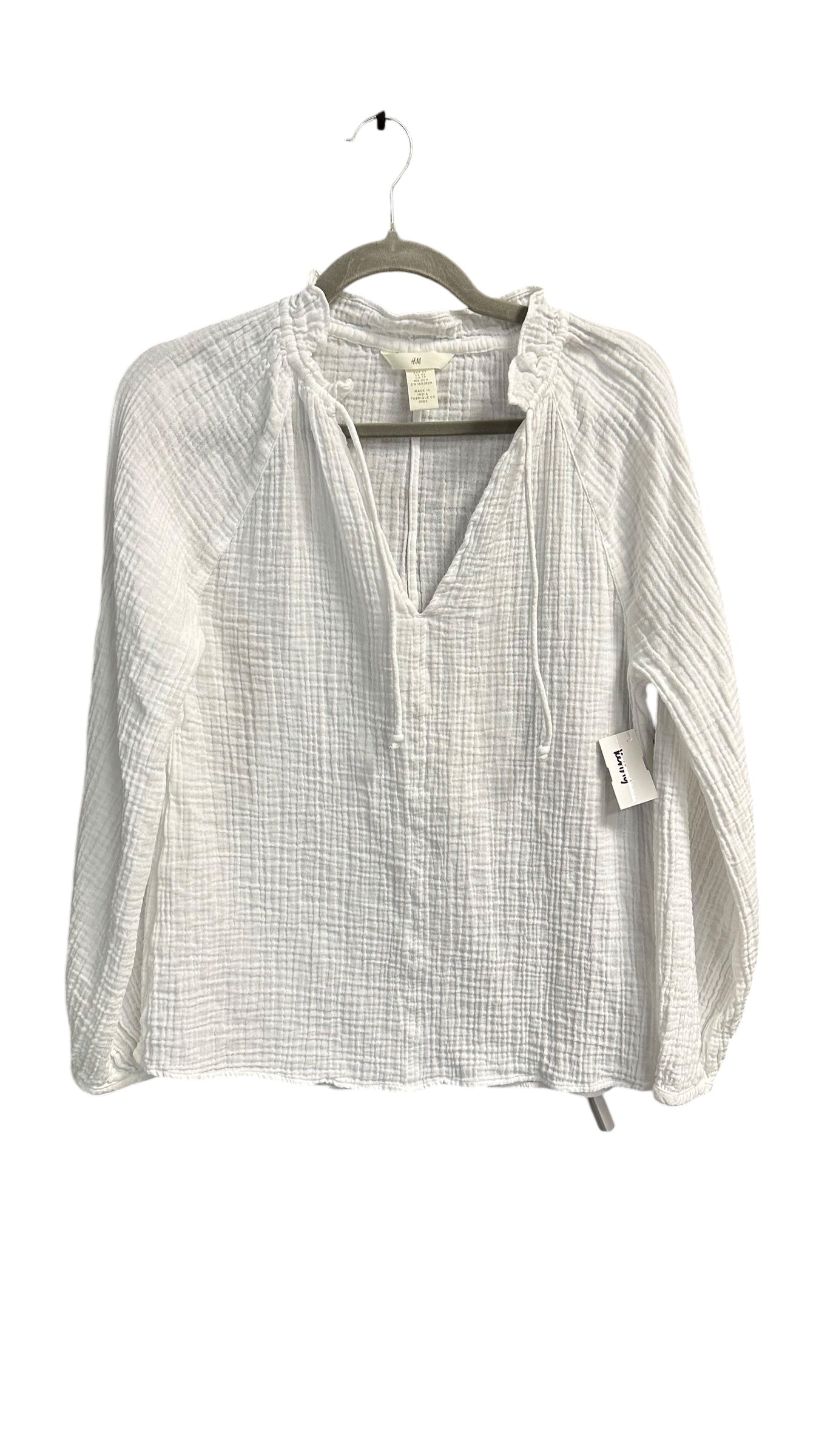 Top Long Sleeve By H&m In White, Size: Xs