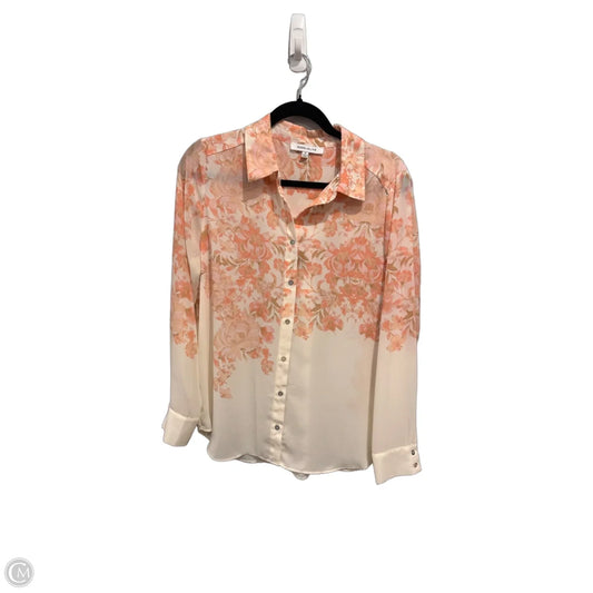 Top Long Sleeve By Rose And Olive In Pink & White, Size: M