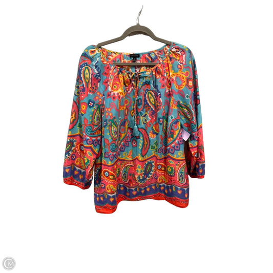 Top 3/4 Sleeve By Talbots In Multi-colored, Size: Xl