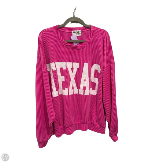 Top Long Sleeve By Bucketlist In Pink & White, Size: L