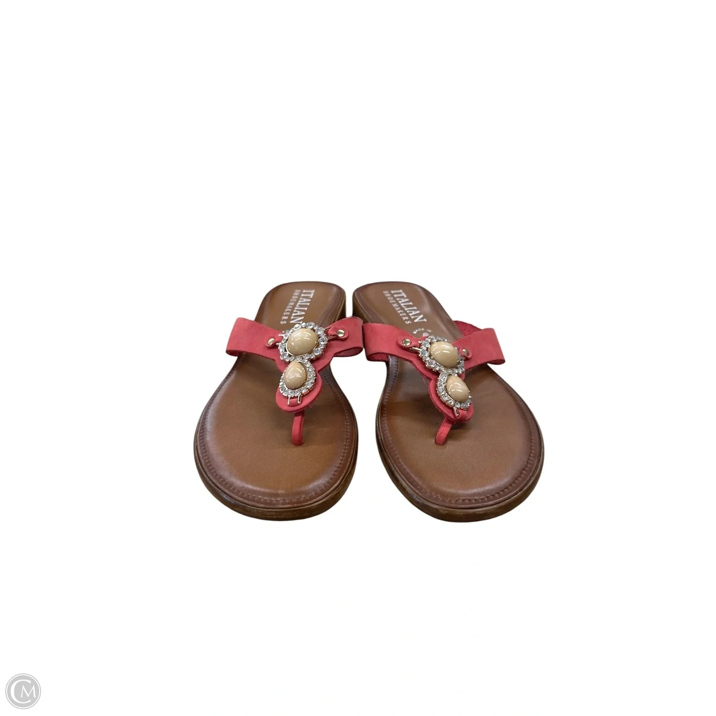Sandals Flip Flops By Italian Shoemakers In Brown & Red, Size: 7
