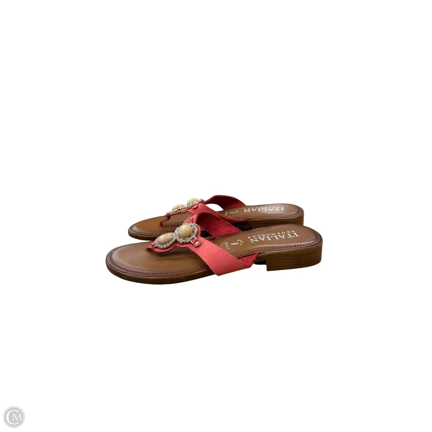 Sandals Flip Flops By Italian Shoemakers In Brown & Red, Size: 7