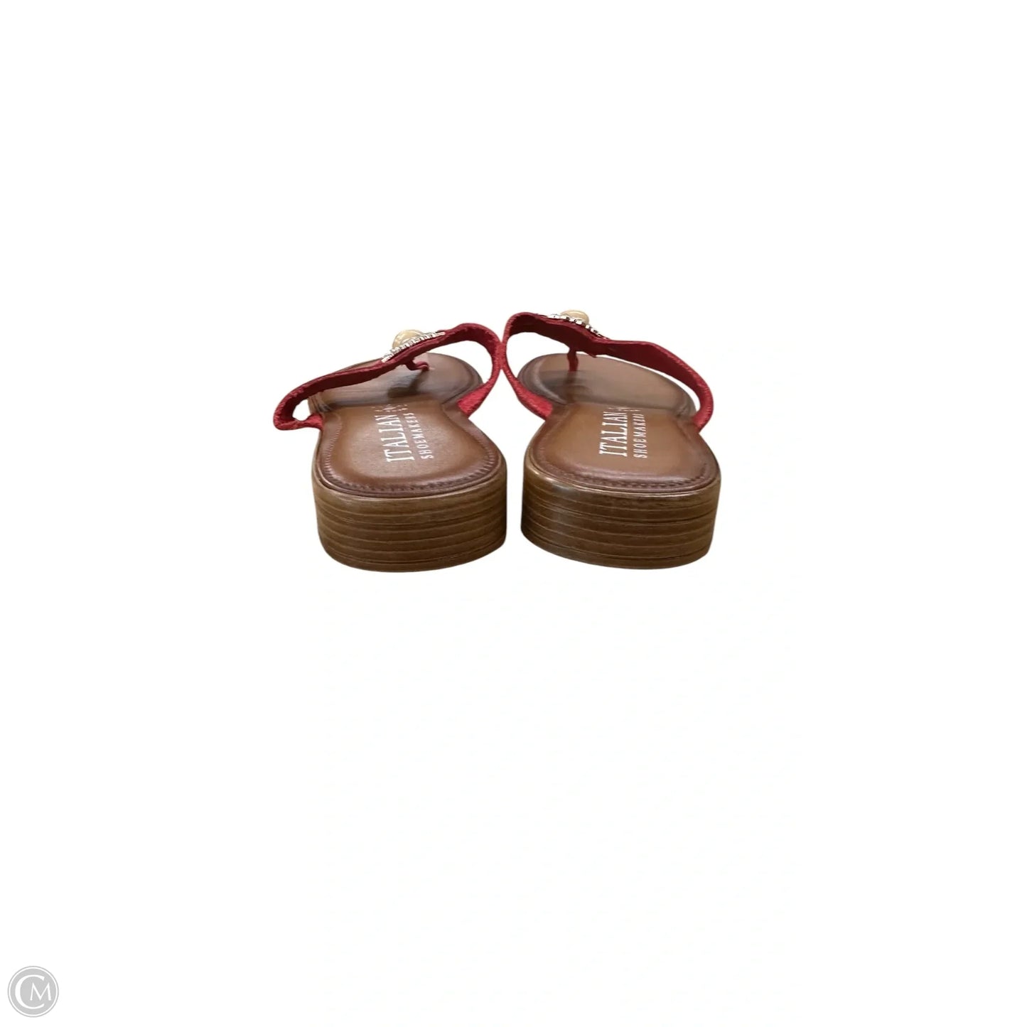 Sandals Flip Flops By Italian Shoemakers In Brown & Red, Size: 7