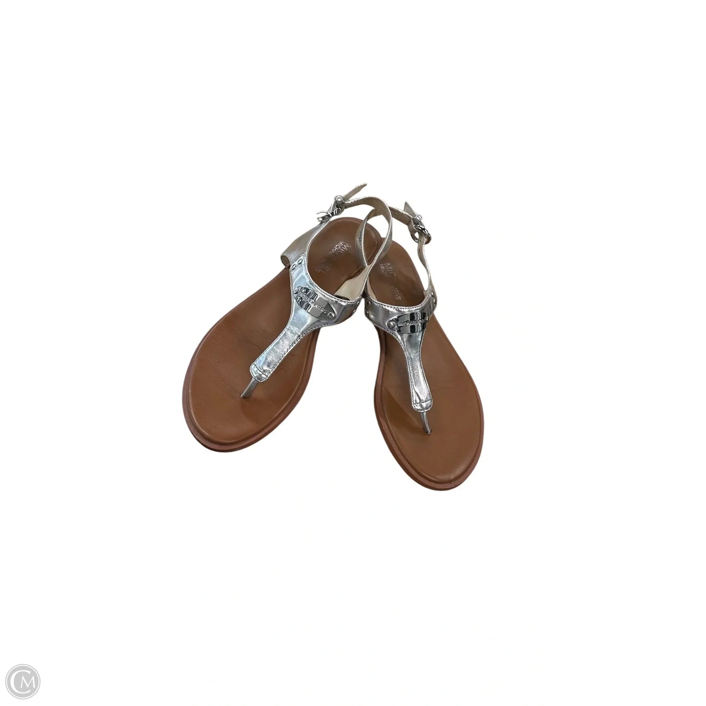 Sandals Designer By Michael Kors In Silver, Size: 7