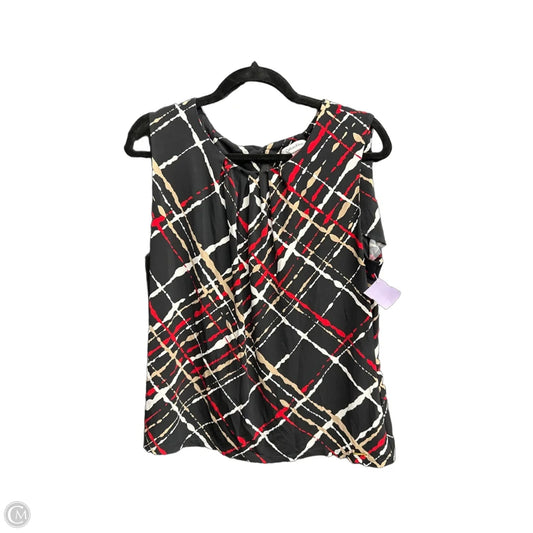 Top Sleeveless By Calvin Klein In Black & Red, Size: Xl