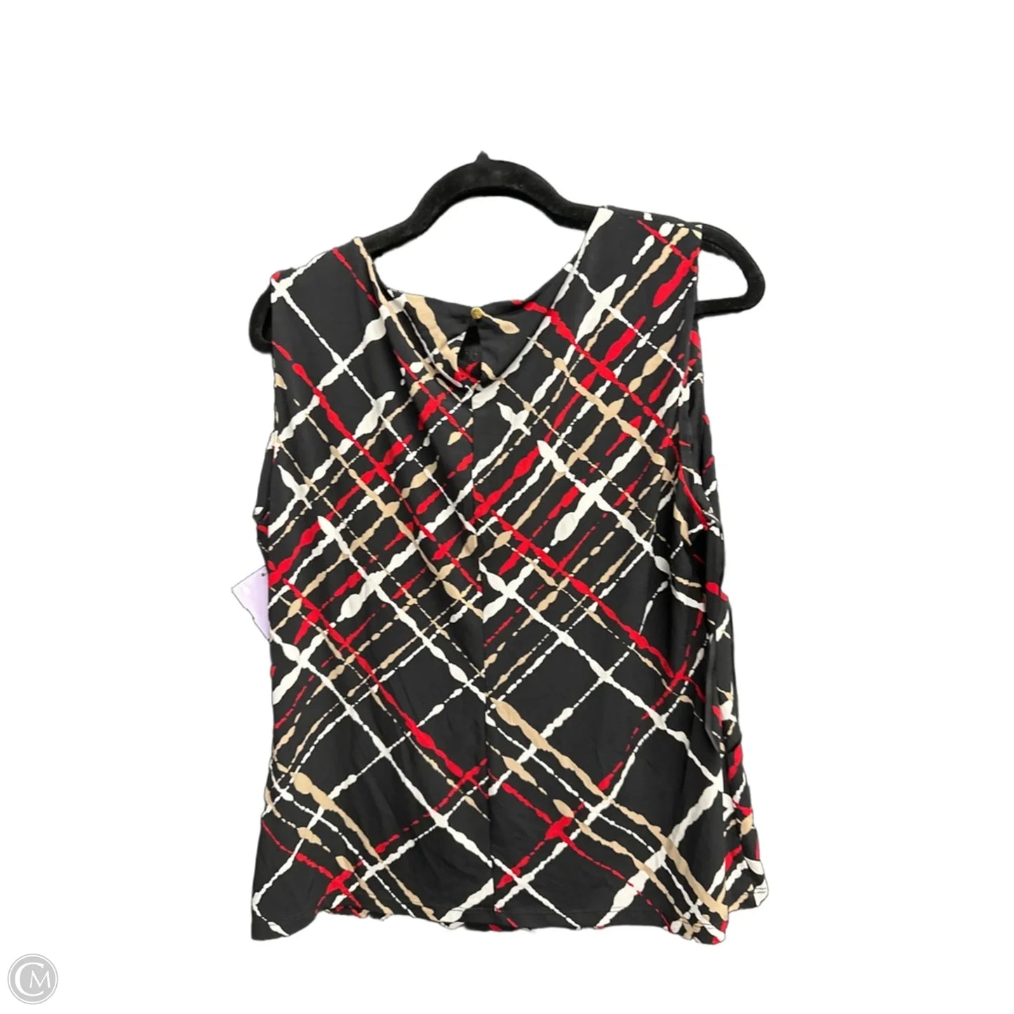 Top Sleeveless By Calvin Klein In Black & Red, Size: Xl