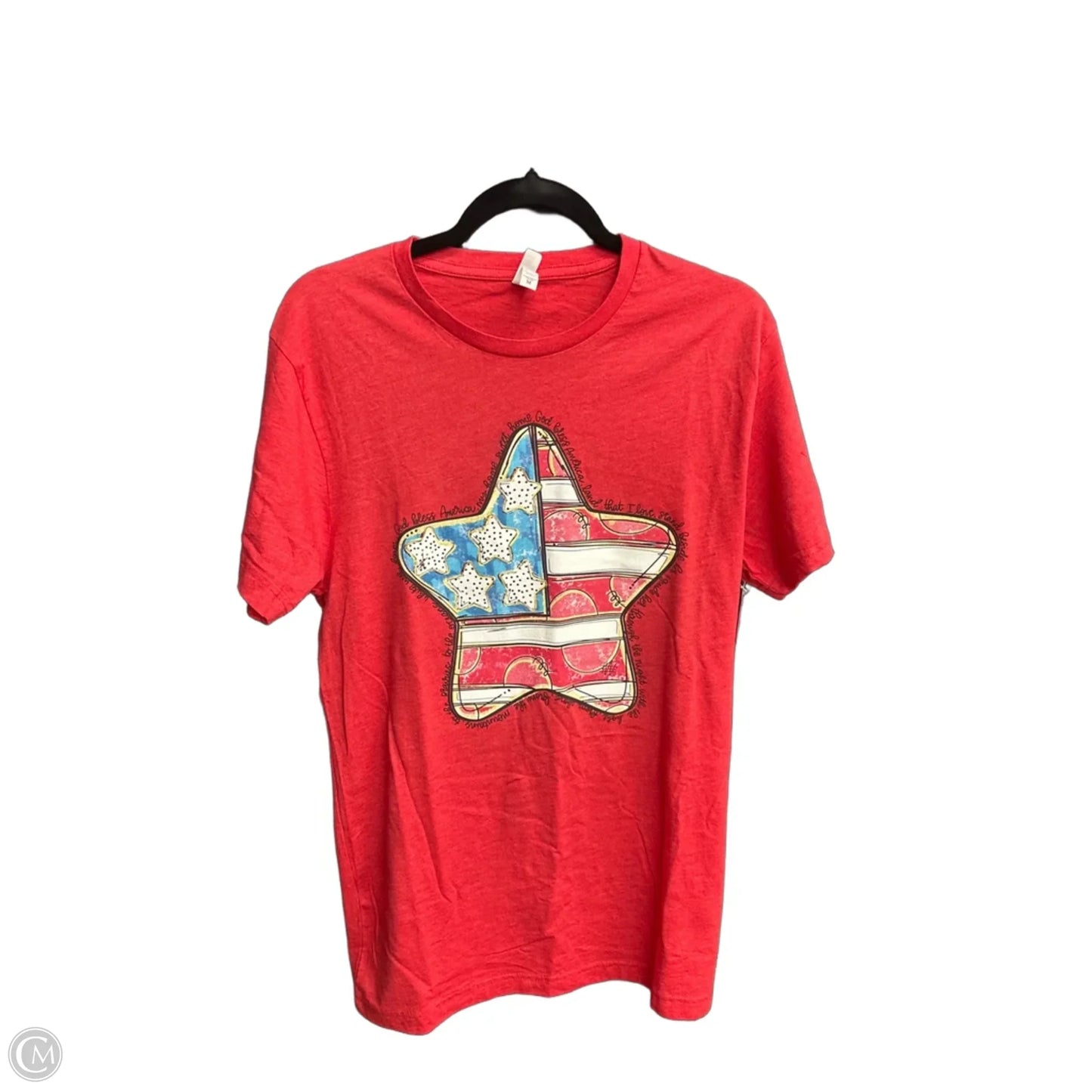 Top Short Sleeve Basic By Clothes Mentor In Blue & Red, Size: M