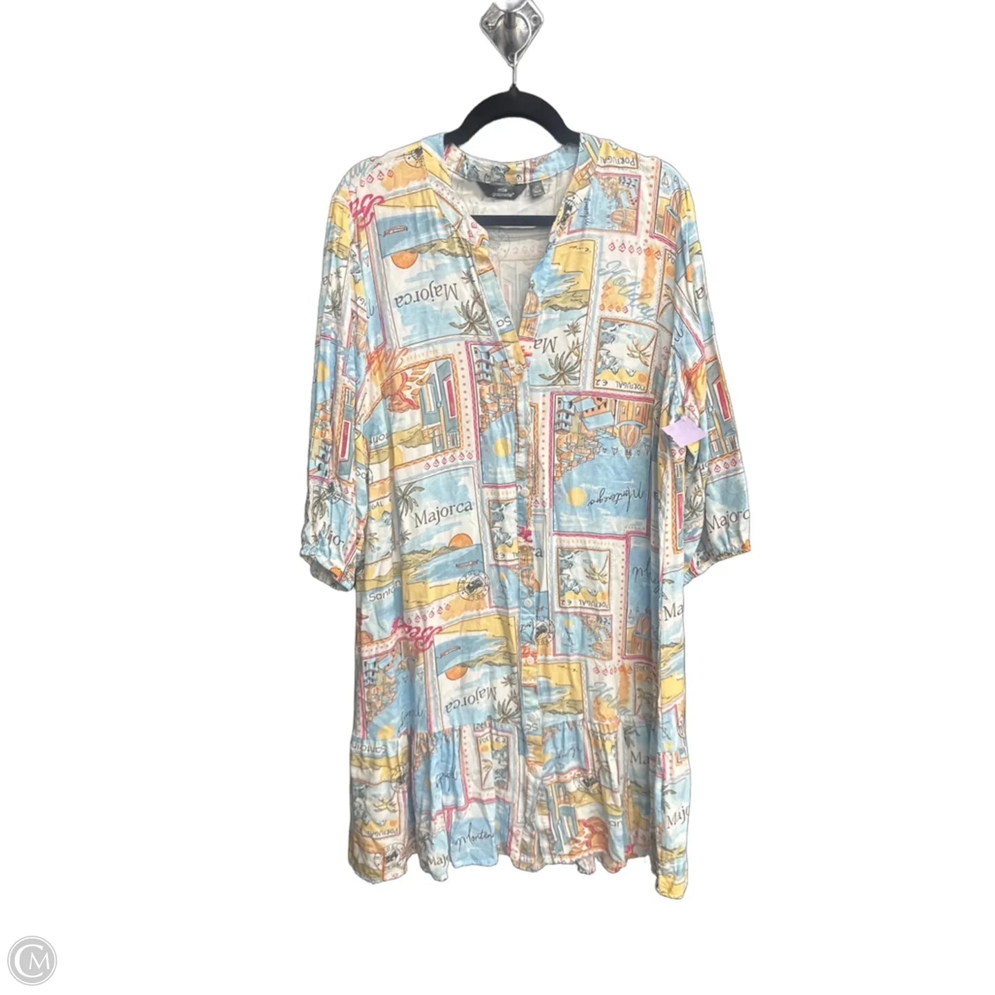 Dress Casual Midi By Mlle Gabrielle In Blue & Yellow, Size: 2x