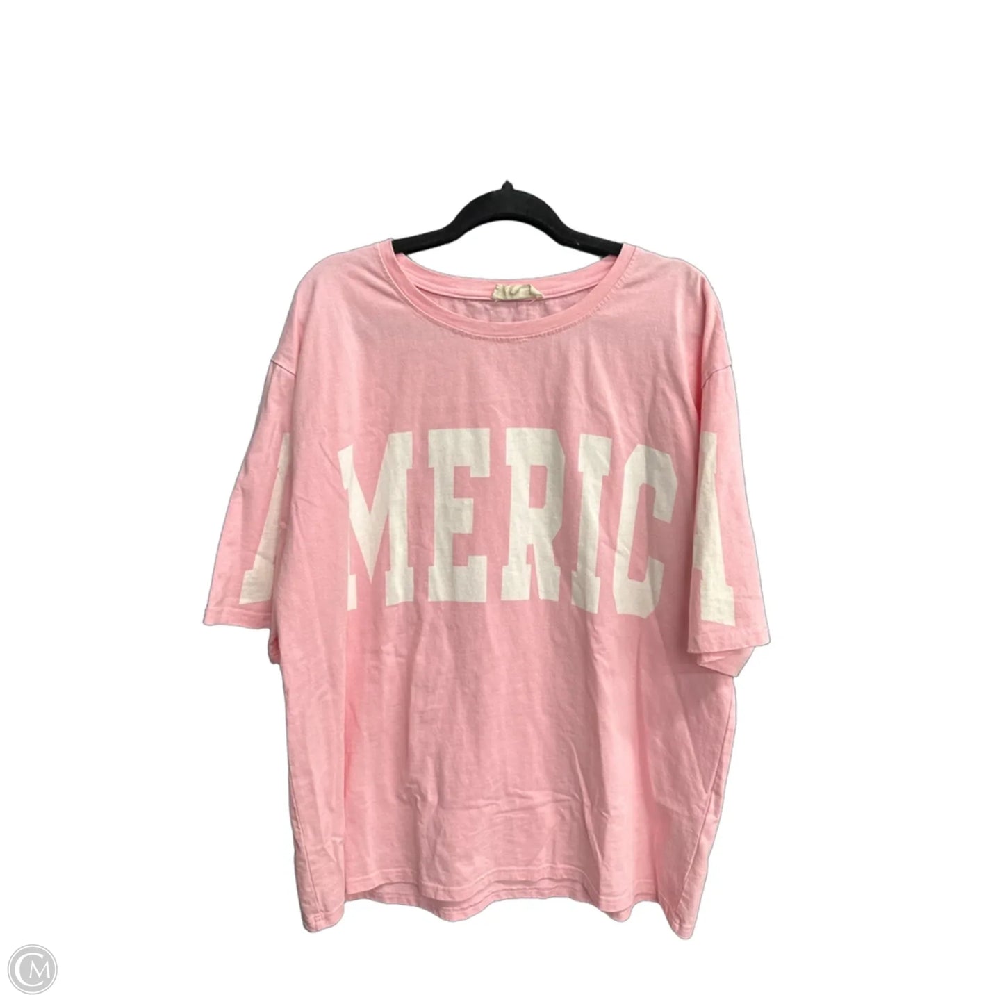 Top Short Sleeve By Peach Love Cream California In Pink & White, Size: L