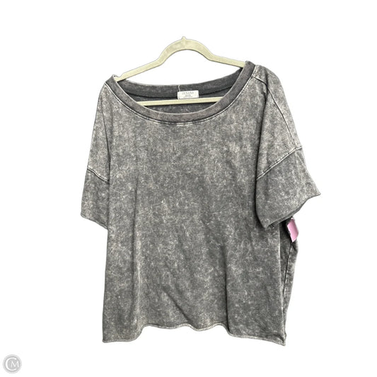 Top Short Sleeve Basic By Zenana In Grey, Size: 2x