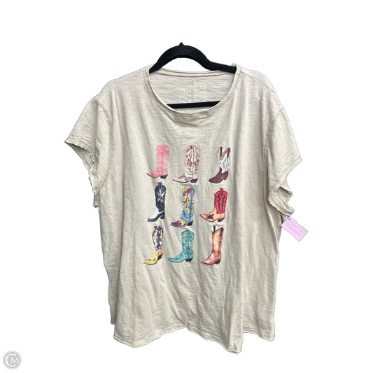 Top Short Sleeve By Shein In Beige, Size: 4x