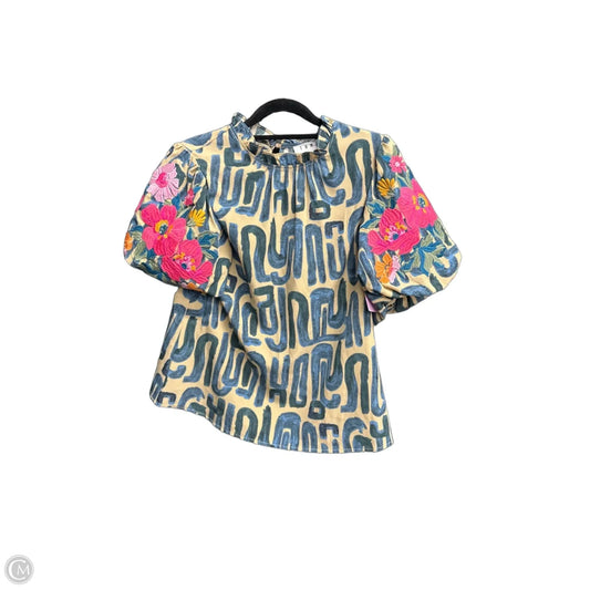 Top Short Sleeve By Thml In Blue & Brown, Size: Xs