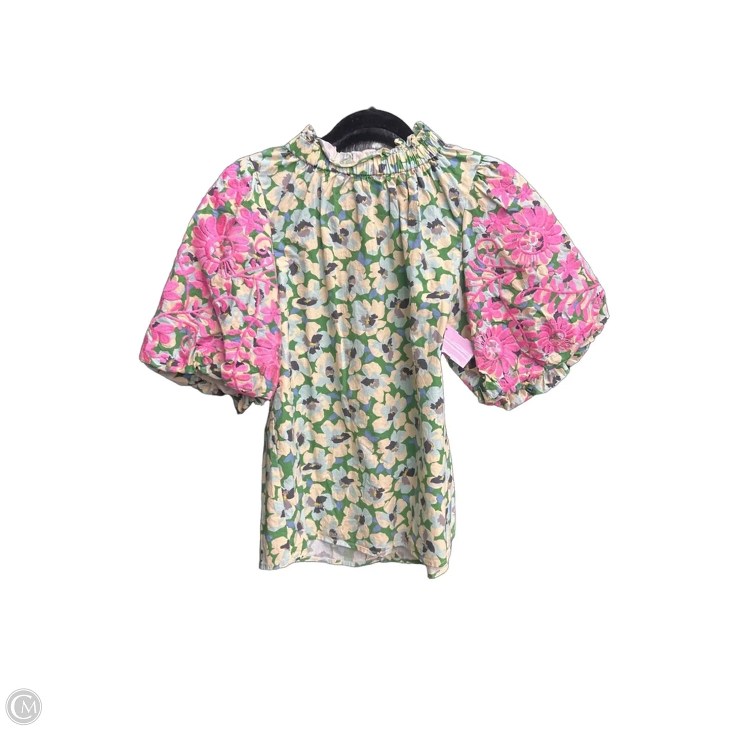 Top Short Sleeve By Thml In Green & Pink, Size: Xs