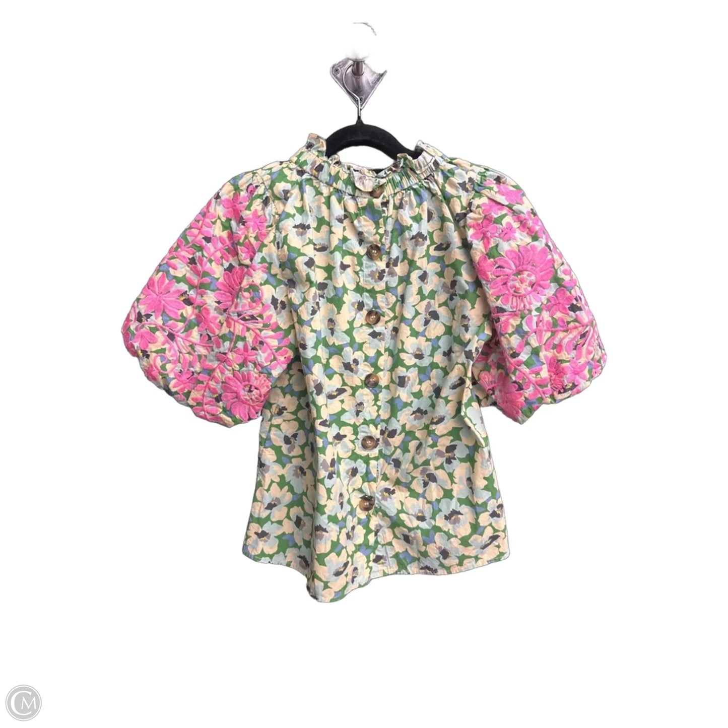 Top Short Sleeve By Thml In Green & Pink, Size: Xs