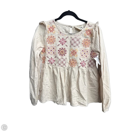 Top Long Sleeve By Savanna Jane In Beige, Size: S