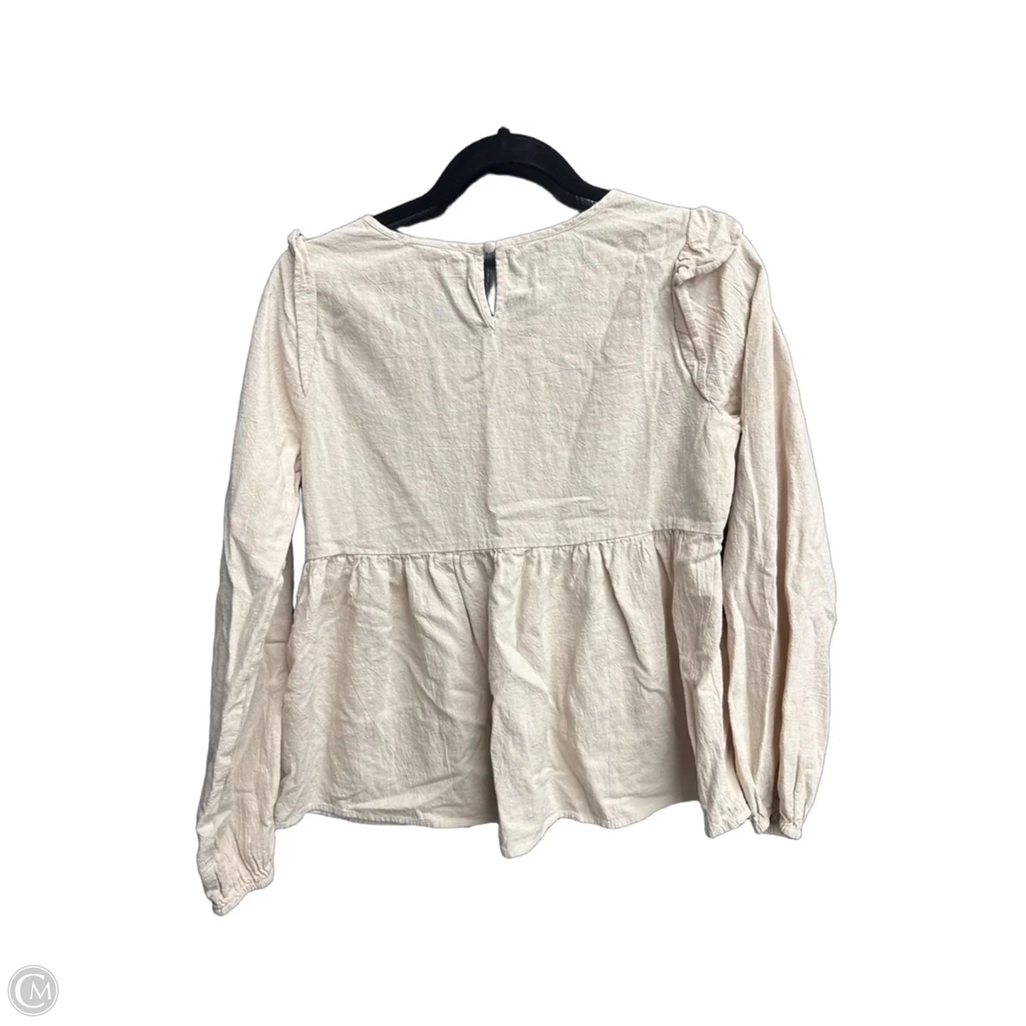 Top Long Sleeve By Savanna Jane In Beige, Size: S