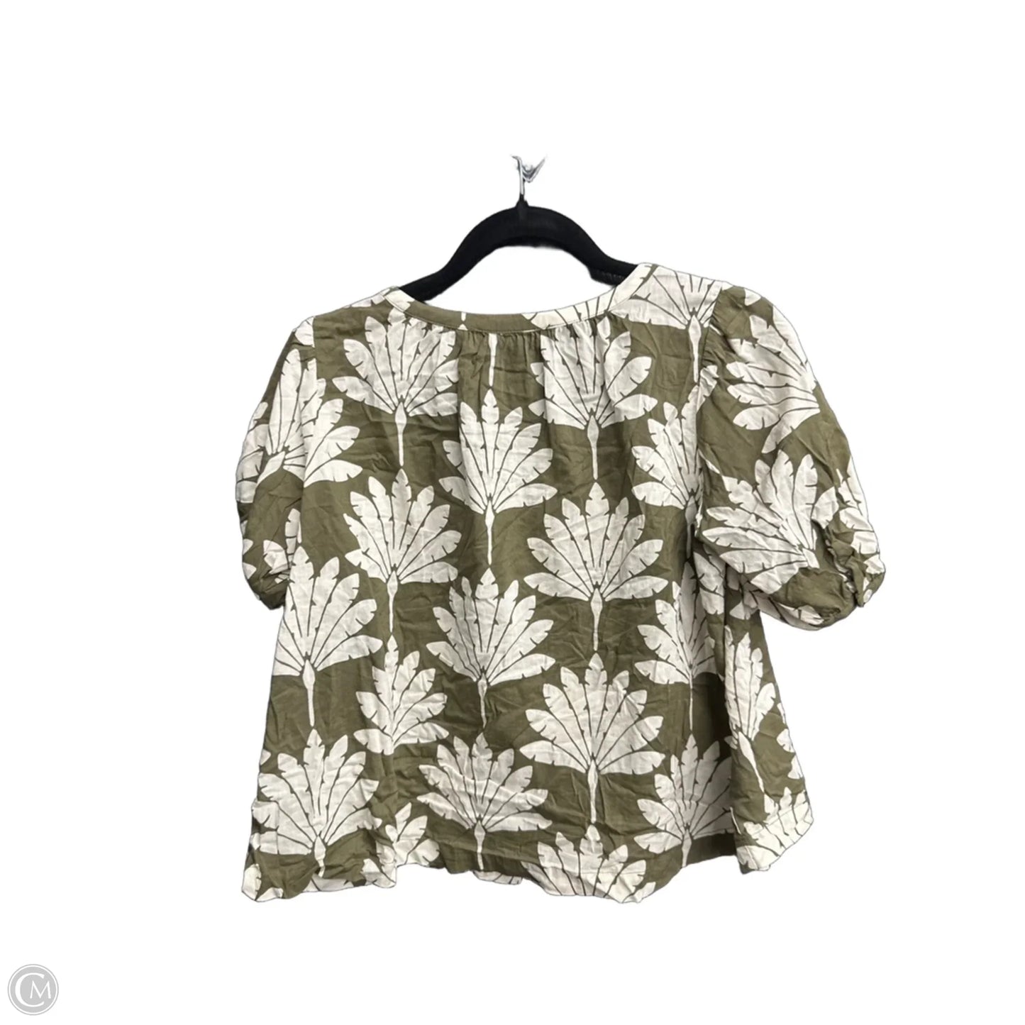 Top Short Sleeve By Loft In Green & White, Size: Xs