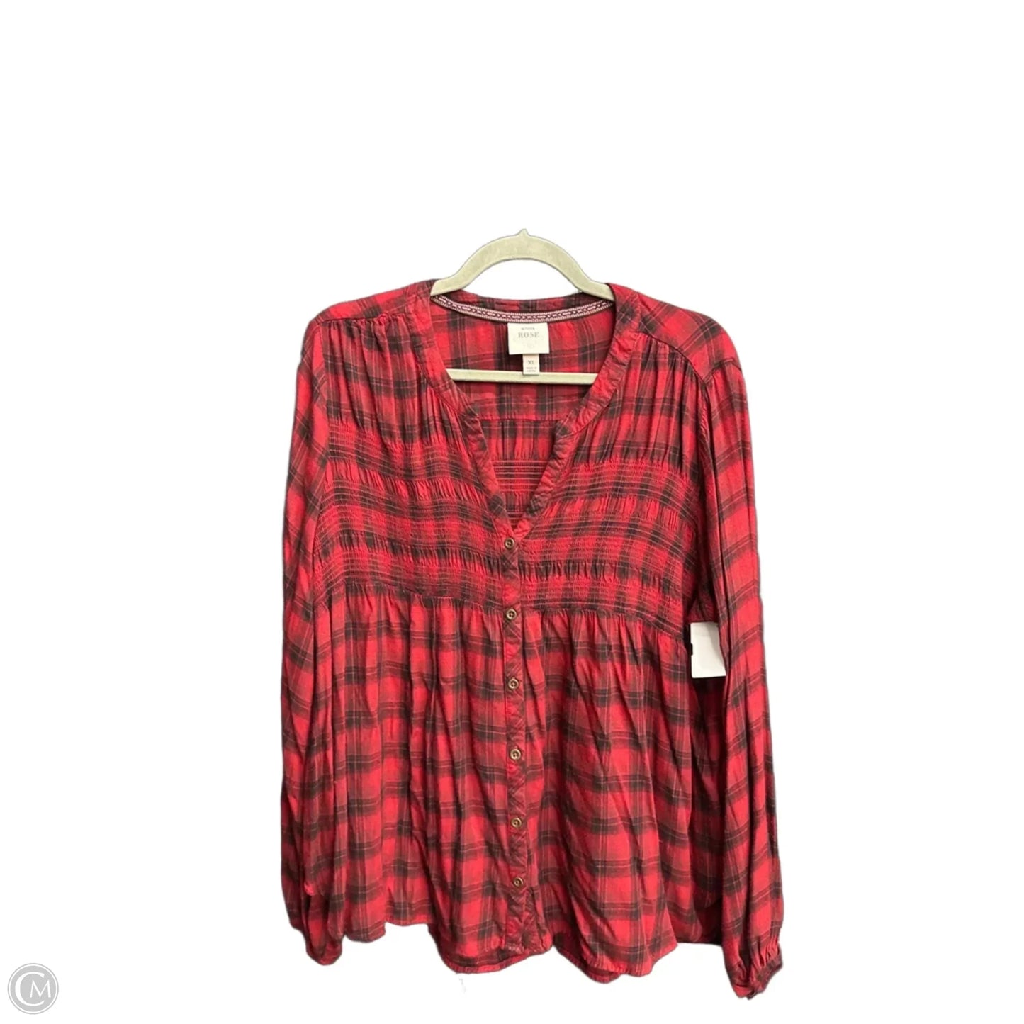 Top Long Sleeve By Knox Rose In Black & Red, Size: Xl