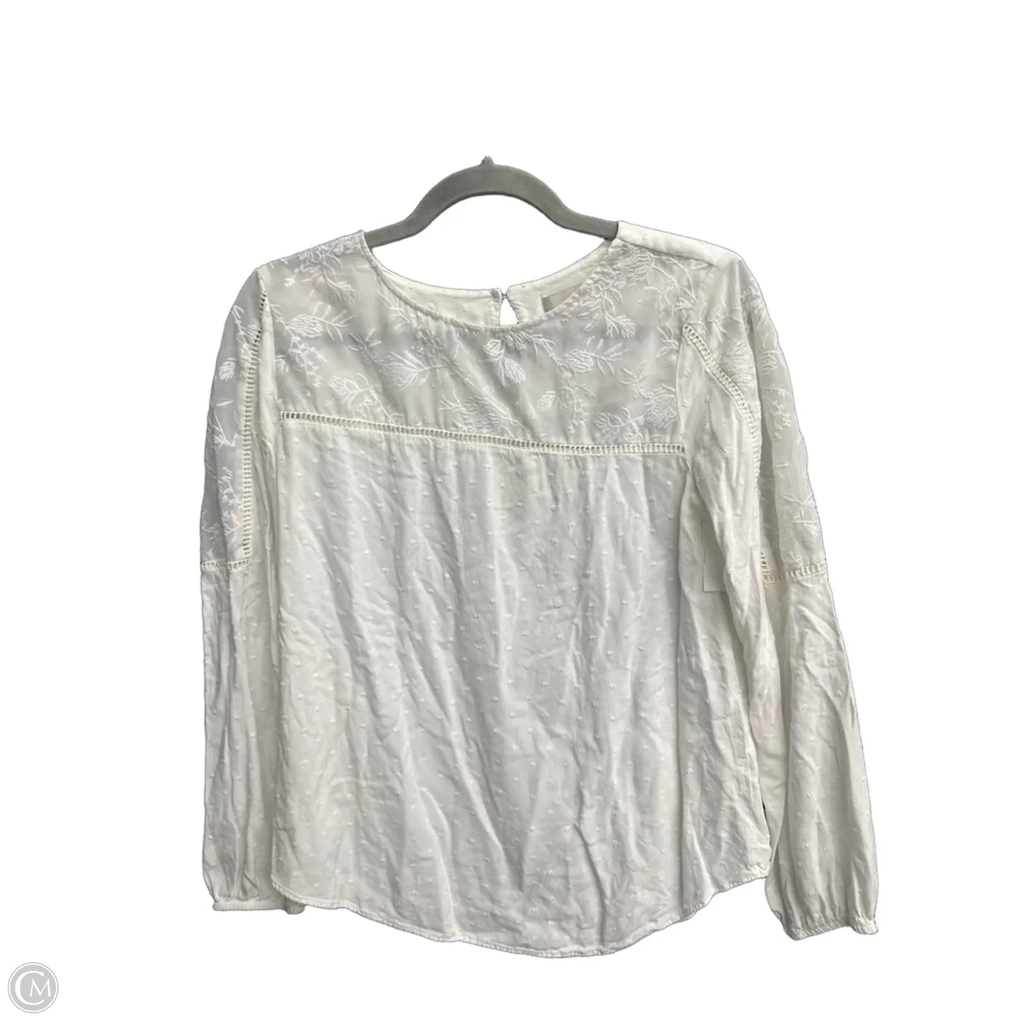 Top Long Sleeve By Loft In White, Size: S