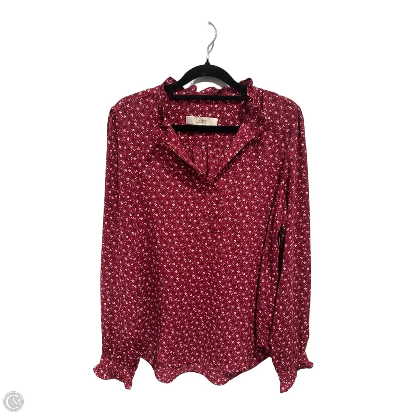 Top Long Sleeve By Loft In Red & White, Size: S