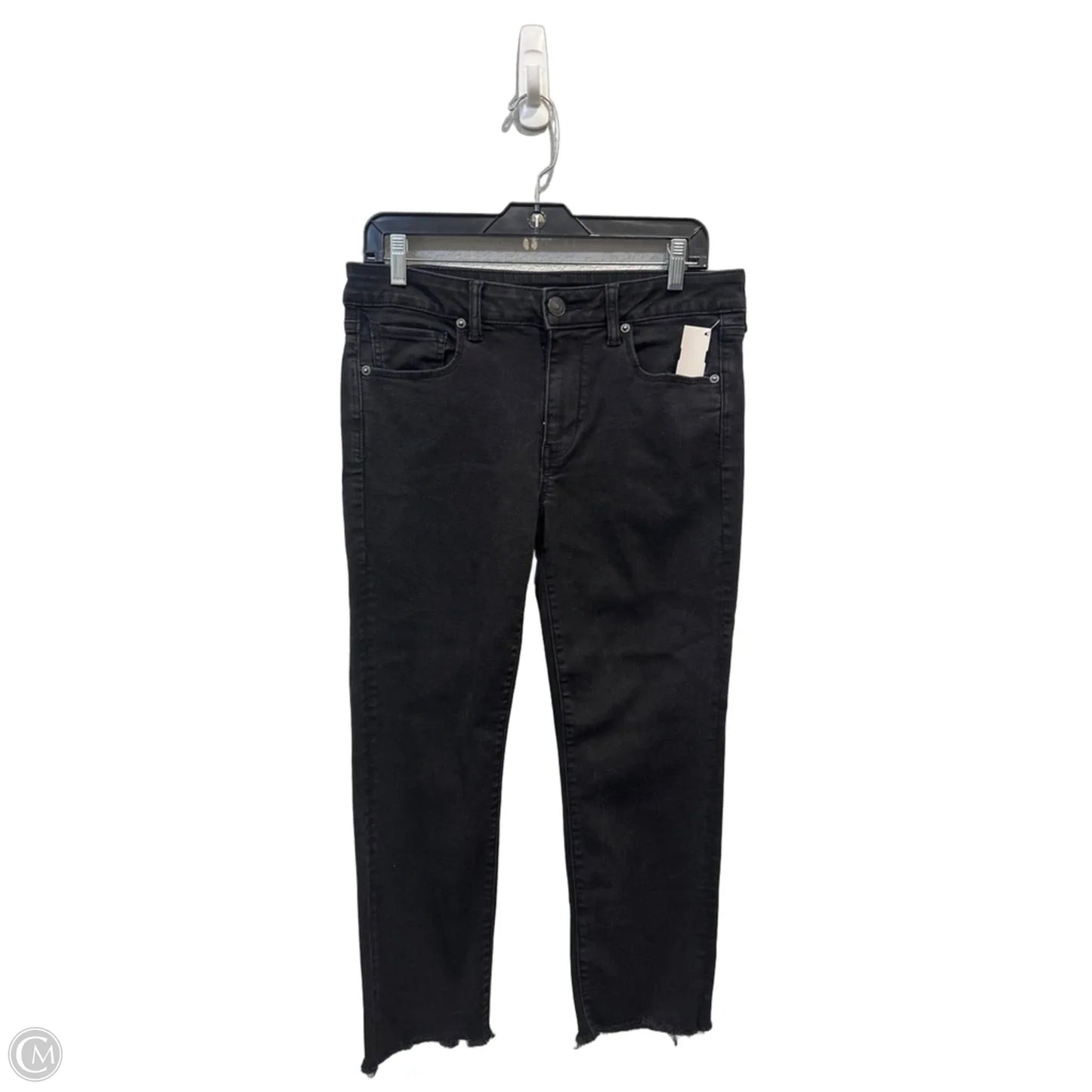 Jeans Straight By American Eagle In Black Denim, Size: 12