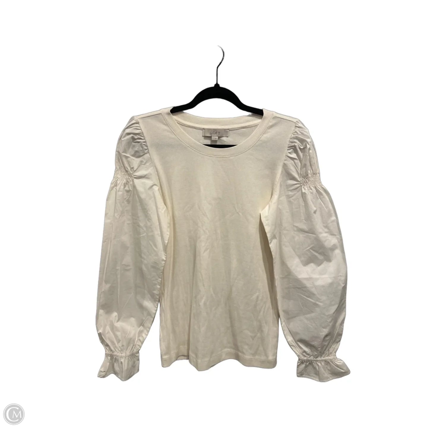 Top Long Sleeve By Loft In White, Size: S