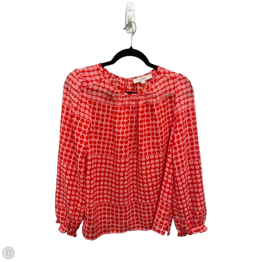 Top Long Sleeve By Loft In Pink & Red, Size: Mp